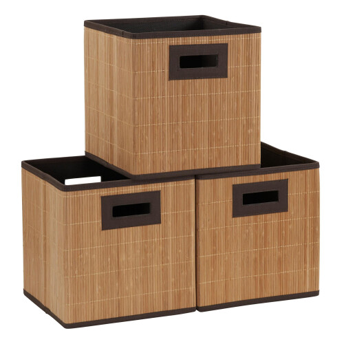 Household Essentials 3 Pack Premium Fabric Wicker Bin  Brown  3 Count