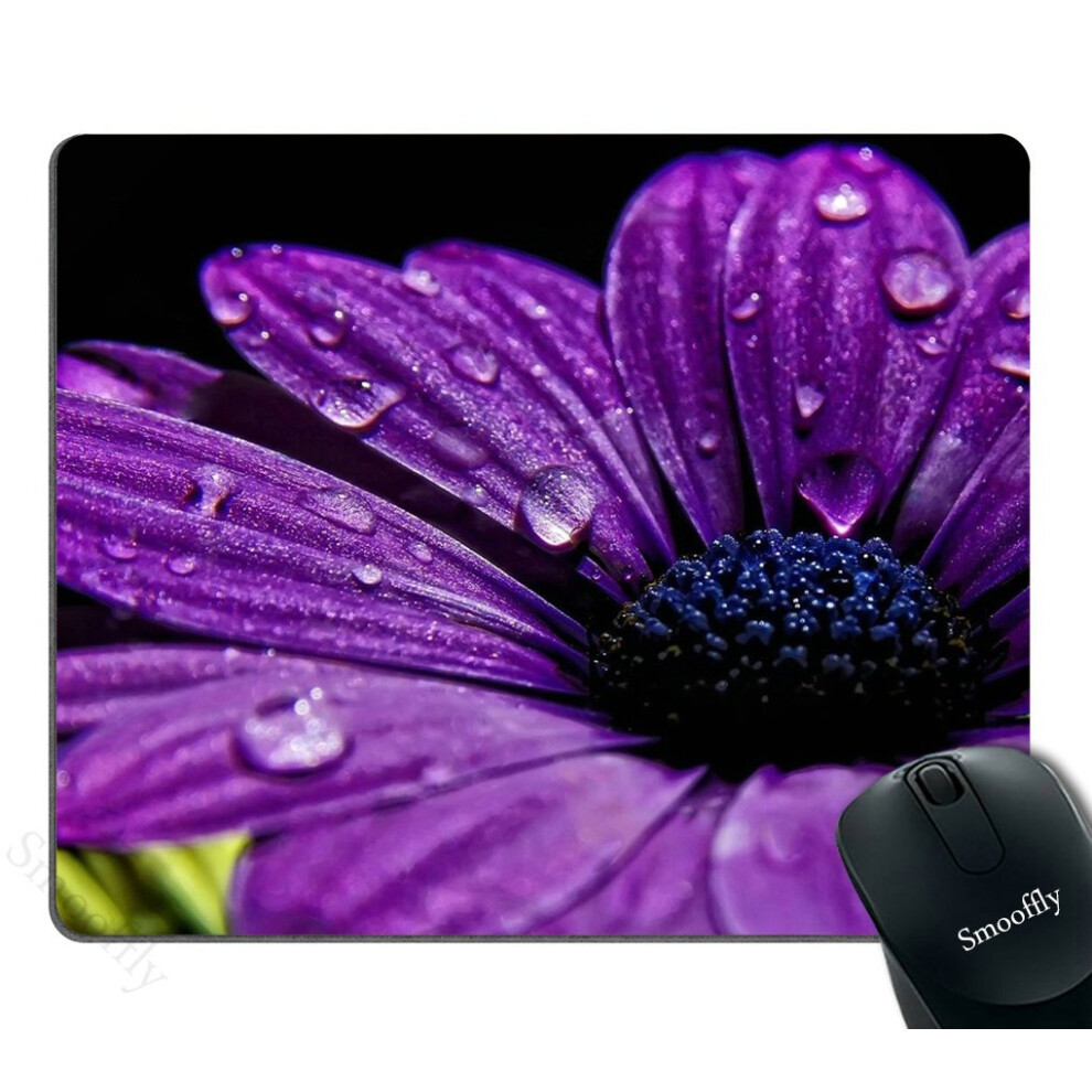 Smooffly Mouse Pad Daisy Rectangle Mouse Mat Design Natural Eco Rubber Computer Desk Stationery Accessories Mouse Pads For Present Purple 5904475348832