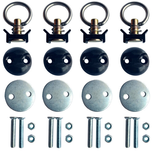 4 Pack Round Anchor Point Tie Down Kit  Bolt On Fitting Kit with Quick