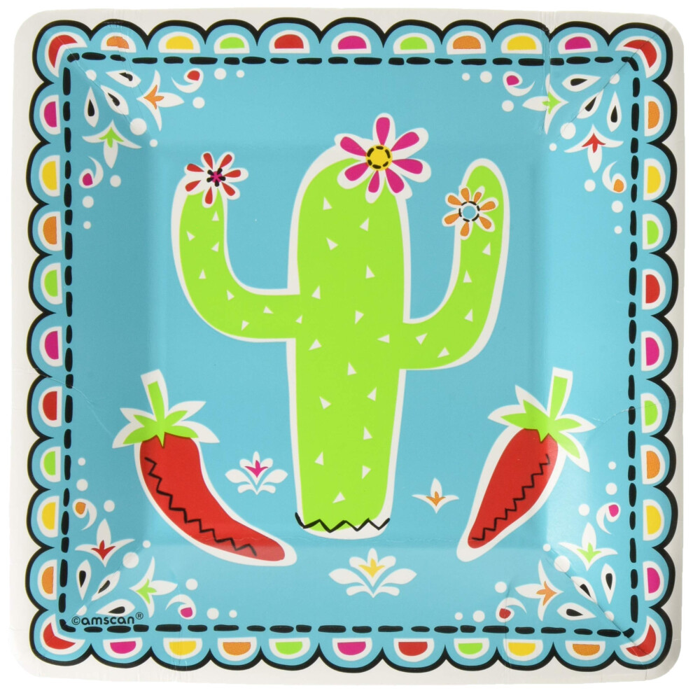 Amscan Picado De Papel Assiettes Carr   es 7"""" - Paquet de 18 Multicolore
