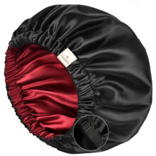 Yanibest satin motorhjelm til sovende h?r motorhjelm til kvinder og m?nd Dobbeltlag Justerbar silkeagtig motorhjelm til kr?llet fletninger H?r