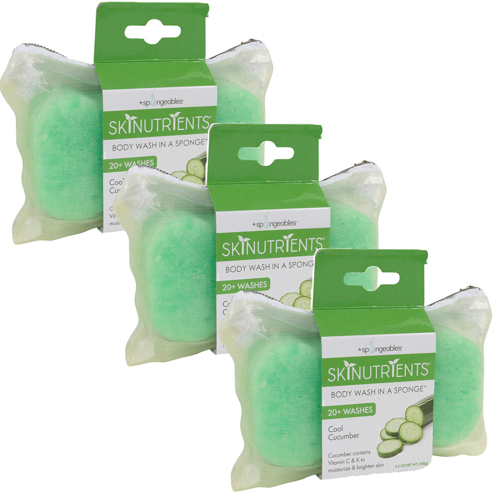 Spongeables Body Wash in a 20+ Wash Sponge  Cool Cucumber  3 Count-image-OPC-PFN5KWD-NEW