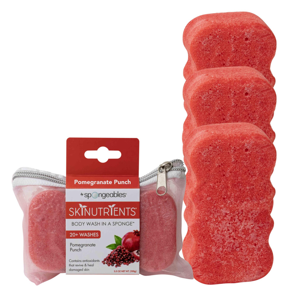 Spongeables Body Wash in a 20+ Wash Sponge Pomegranate Punch 3 Count-image-OPC-PFXWDHV-NEW