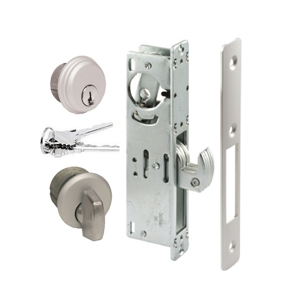 Pacific Doorware Storefront Door Mortise Lock Hook Deadbolt & Cylinder Combo Adams Rite Cam in Aluminum (1-1/8 Backset)
