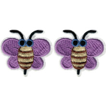 Albine cu aripi purpurii ?i ochelari de soare - taia?i fierul brodat pe sau coase?i pe patch -uri - set de 2