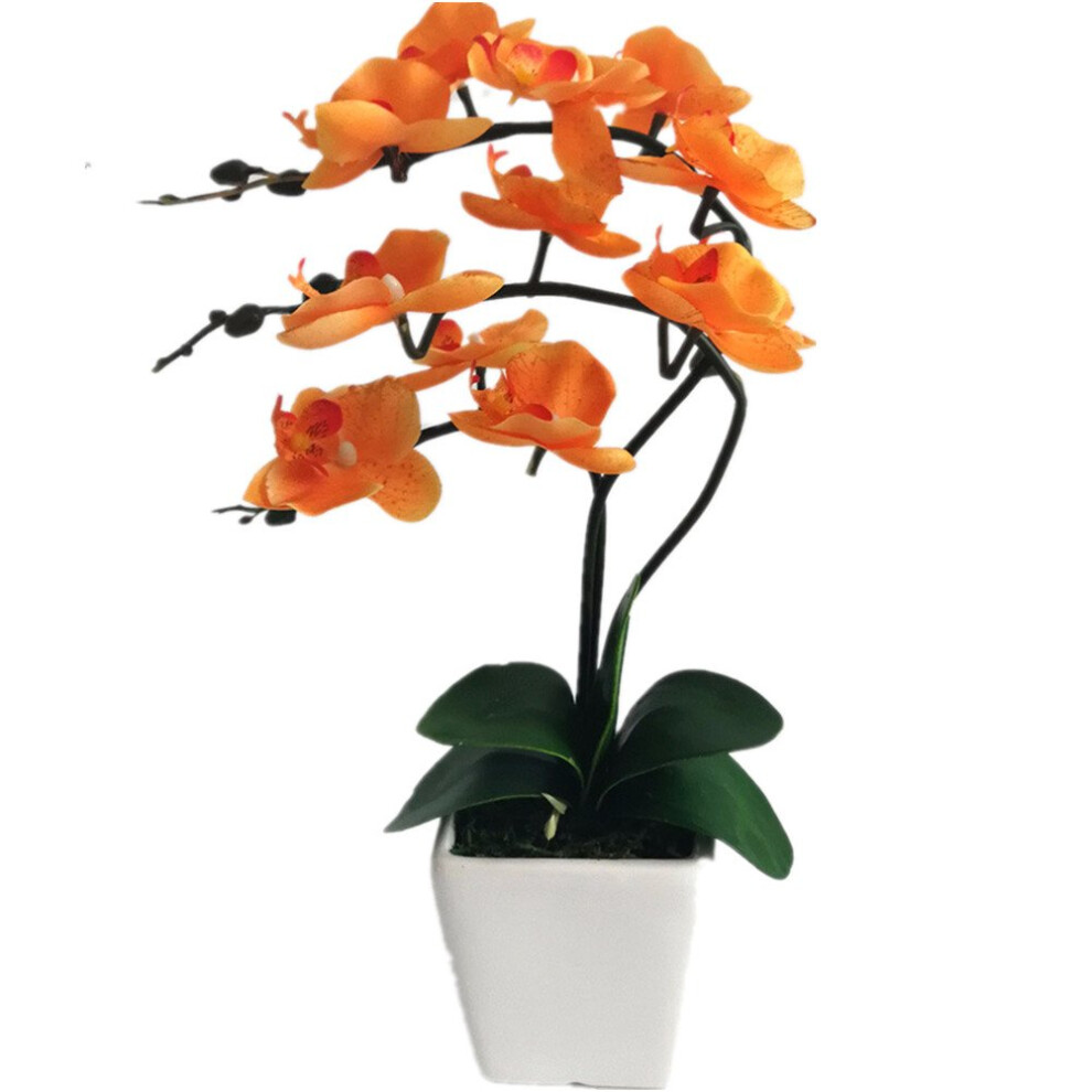 Yszl 15"" Hoge Kunstzijden Phalaenopsis Orchidee N Bloem Plantenpot Arrangementen Oranje-image