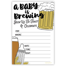 Pozv   nky na detsk    oslavu s n   zvom Baby is Brewing (20 kusov) s ob   lkami