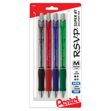 Pentel RSVP Super RT -kuulak  rkikyn   (1,0 mm), keskikokoinen viiva, lajiteltu muste (ABCD), 4 kpl - BX480BP4M