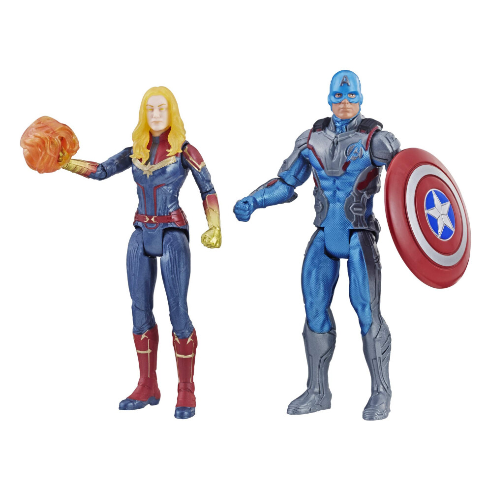 Photos - Action Figures / Transformers Avengers Marvel Endgame Captain America & Captain Marvel 2 Pack Characters from Marvel Cinematic Universe Mcu Movies E5084
