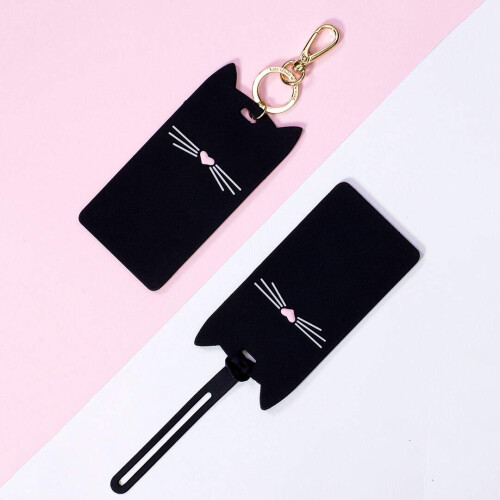 Kate Spade New York Σιλικόνης Ετικέτα Αποσκευών με Ανθεκτικό Ιμάντα, Μαύρη Γάτα 2