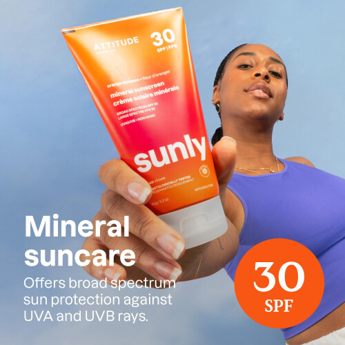 ATTITUDE Αντηλιακό με Οξείδιο Ψευδαργύρου, SPF 30, EWG Verified, Ευρεία Προστασία UVA/UVB 1