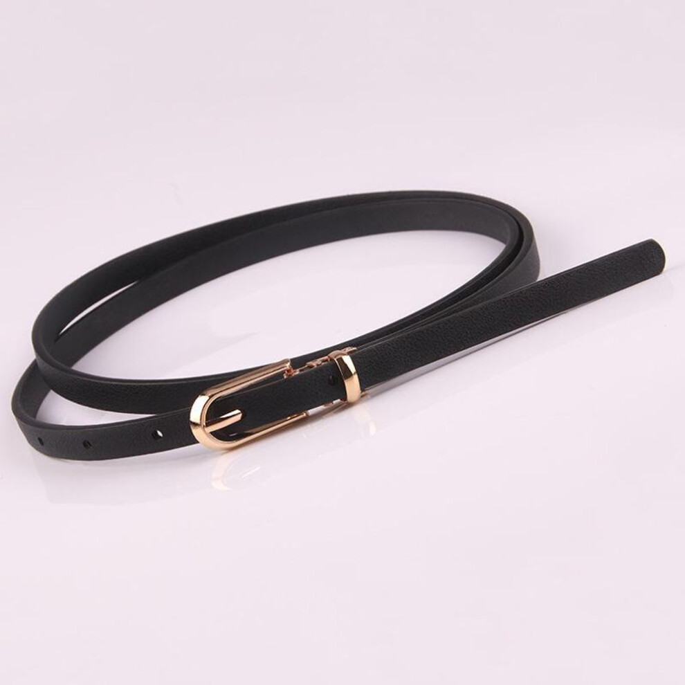 (black) Dress Sweater Thin Belt Personality Metal Buckle Waist Strap Fashion Women Decoration Accessory Exquisite Pu Leather Waistband