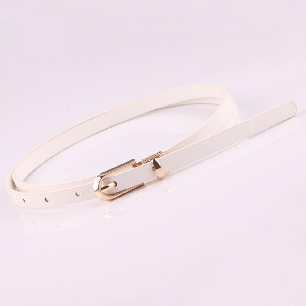 (white) Dress Sweater Thin Belt Personality Metal Buckle Waist Strap Fashion Women Decoration Accessory Exquisite Pu Leather Waistband