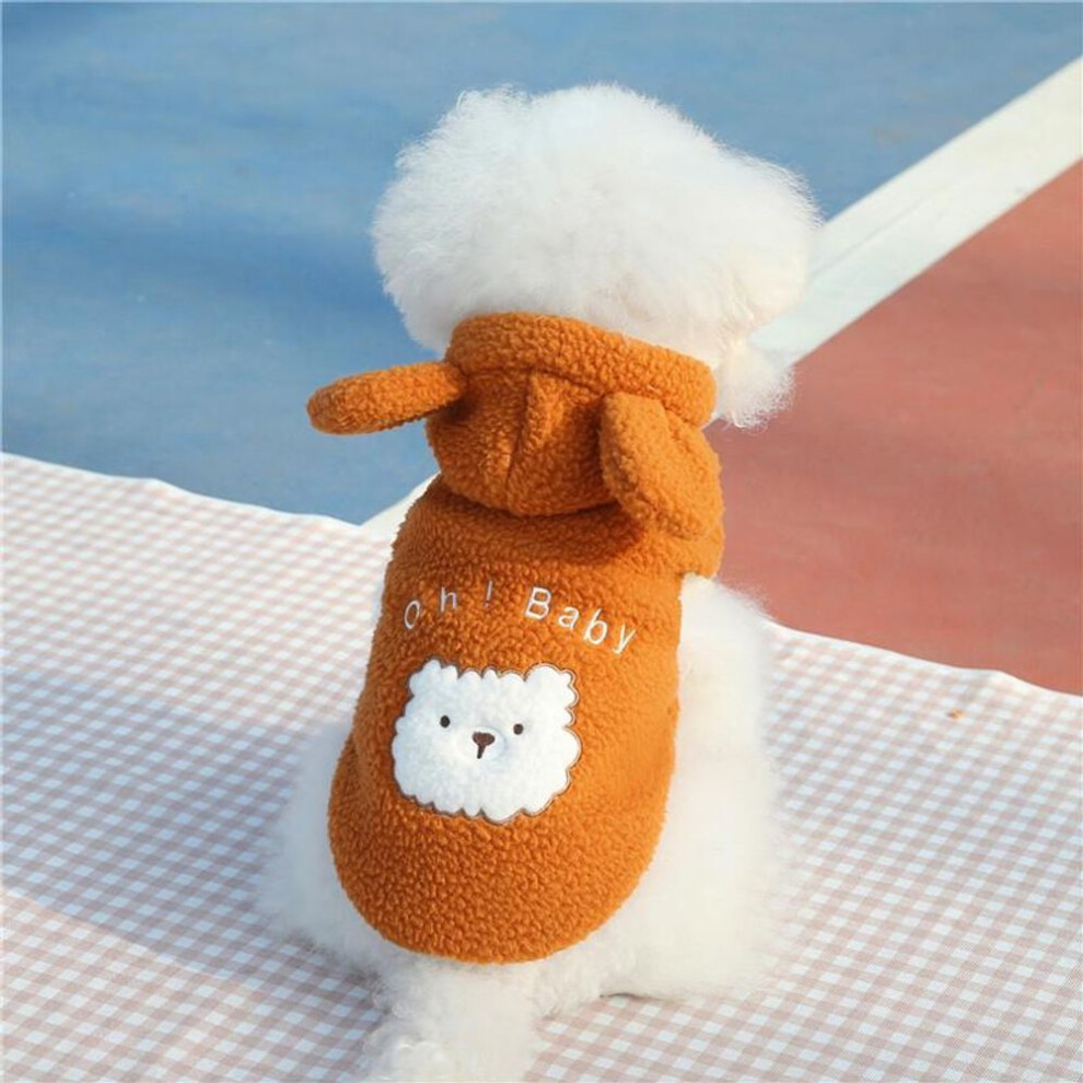 (brown, XXL) Winter Warm Dog Clothes Cute Fleece Dog Hoodies Dog Coat For Small Dogs Yorkshire Terrier Puppy Vest Jackets Pet Supplies