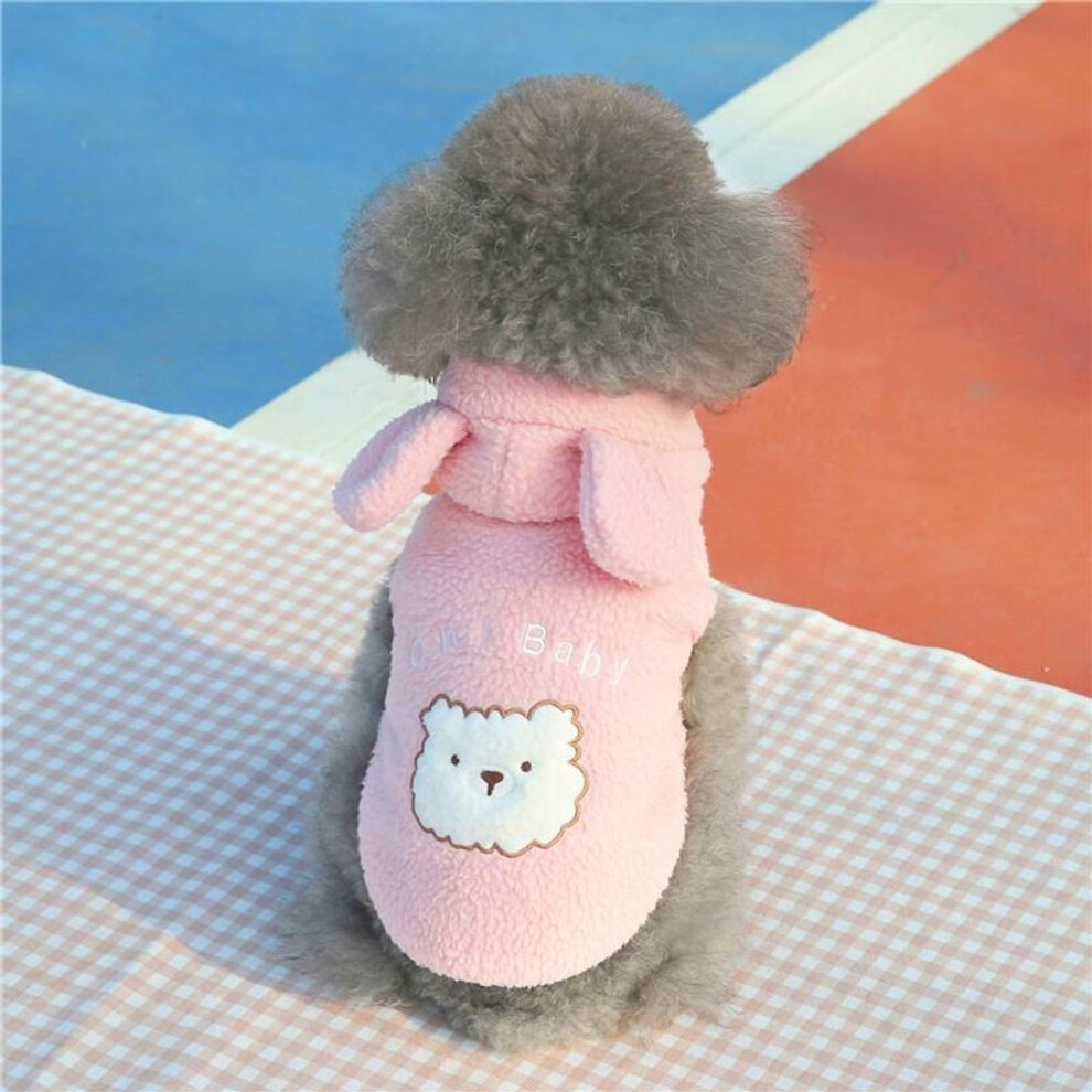 (pink, XXL) Winter Warm Dog Clothes Cute Fleece Dog Hoodies Dog Coat for Small Dogs Yorkshire Terrier Puppy Vest Jackets Pet Supplies
