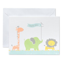 American Greetings Baby Shower Bedankkaarten met enveloppen Giraffe Olifant en Leeuw (50 stuks)