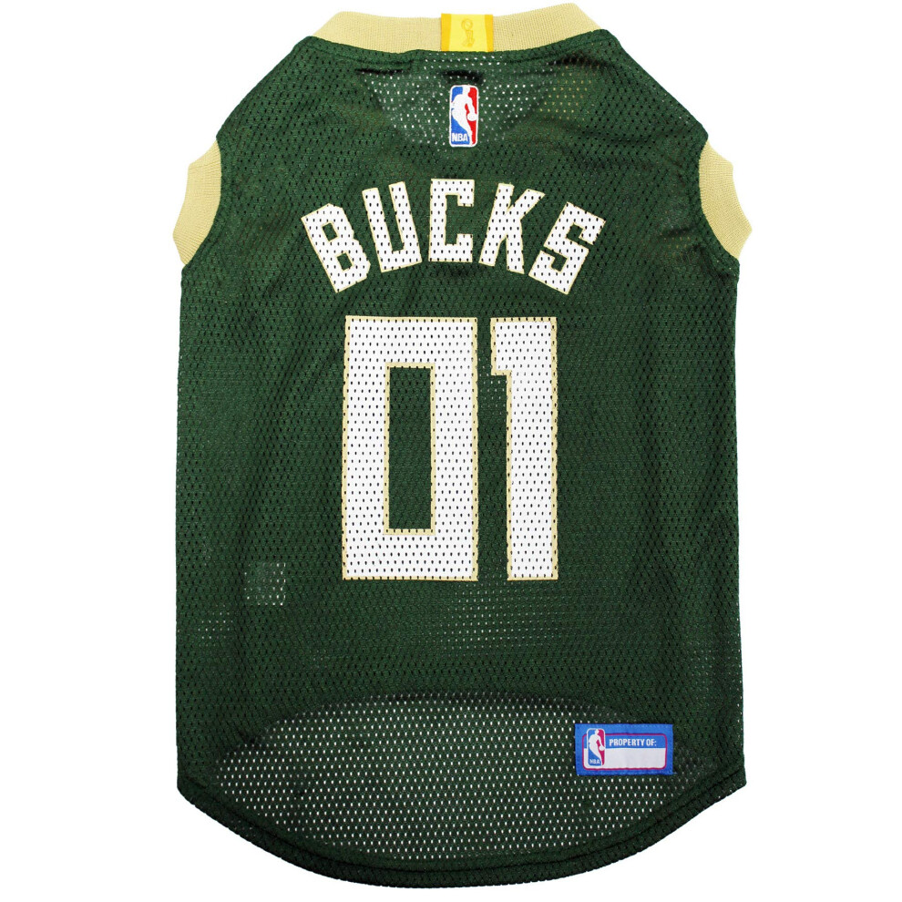 Photos - Dog Clothing NBA MILWAUKEE BUcKS DOg Jersey Large - Tank Top Basketball Pet Jersey MMSK-WH