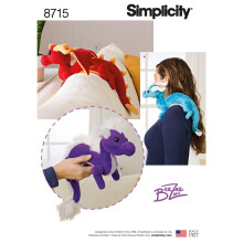 Simplicity 8715 Children's Stuffed Animal Dragon Toy Sewing Patterns b