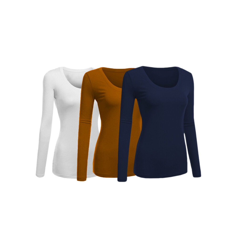 T-shirt basique     col rond et manches longues pour femme Emmalise, taille junior et grande