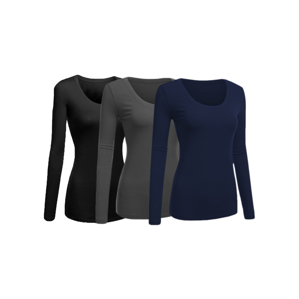 T-shirt basique     col rond et manches longues pour femme Emmalise, taille junior et grande