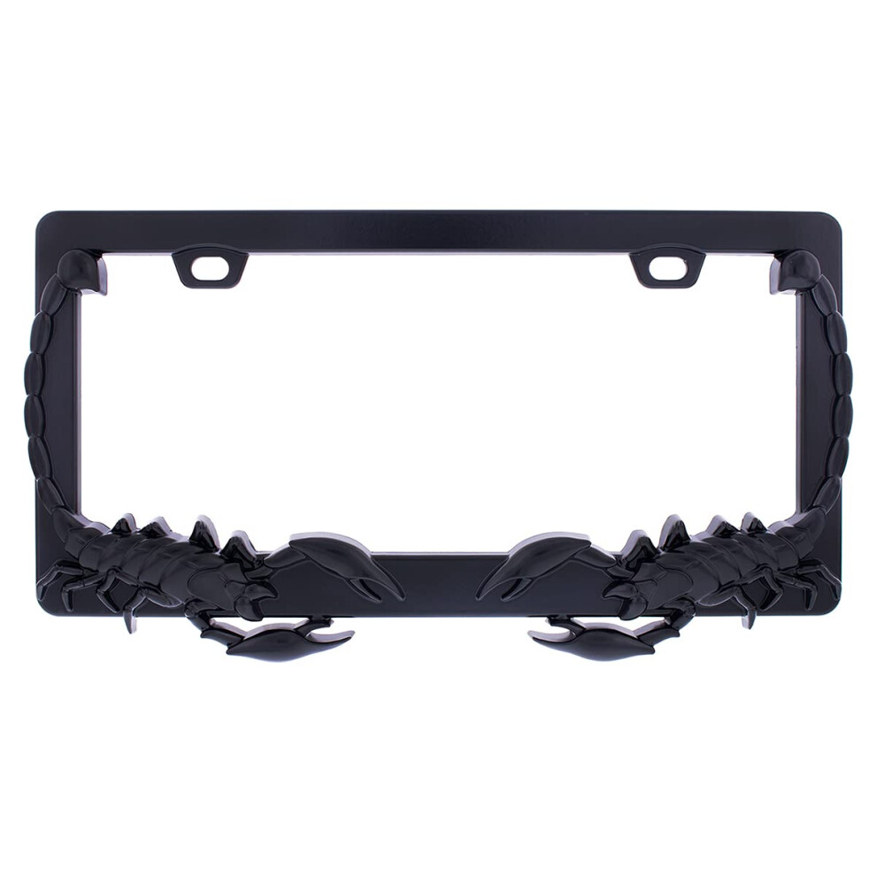 United Pacific 50115 Universal Black DieCast Metal Scorpion License Plate Frame Holder for Cars Trucks RVs Semi Car Accesso