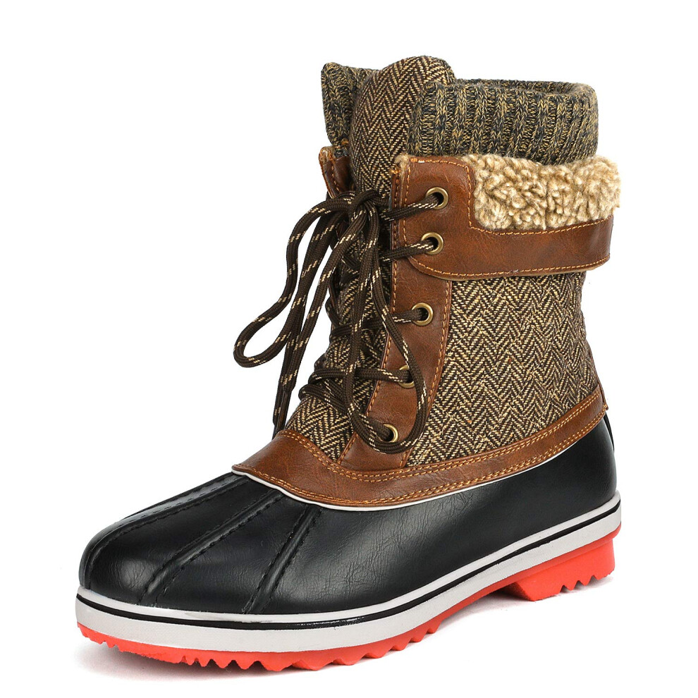 DREAM PAIRS Bottes de neige d'hiver imperm   ables mi-mollet pour femmes Monte_01 marron