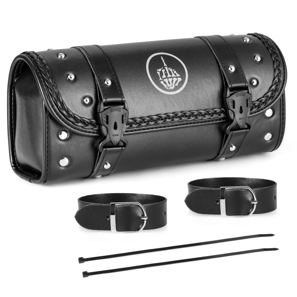 Motorcycle Tool Bag Universal PU Leather Motorcycle Fork Bag Saddleba