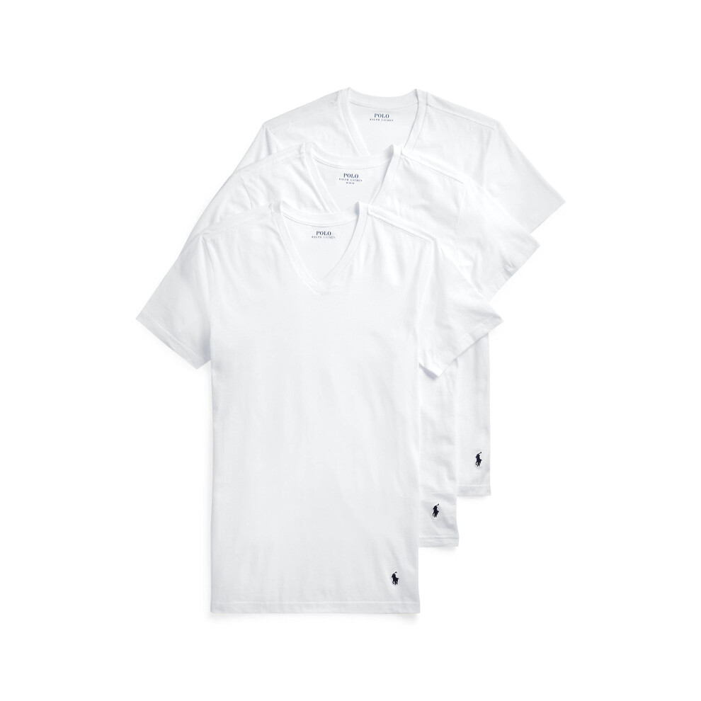 POLO RALPH LAUREN Underwear Men's 3 Pack Slim Fit V Neck Tees  White