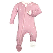 Zippyjamz - Zipper Organic Sleeper Footed Baby Pyjamas with Inseam Zipper (Galaxy Love - Pink 18-24 mnader)