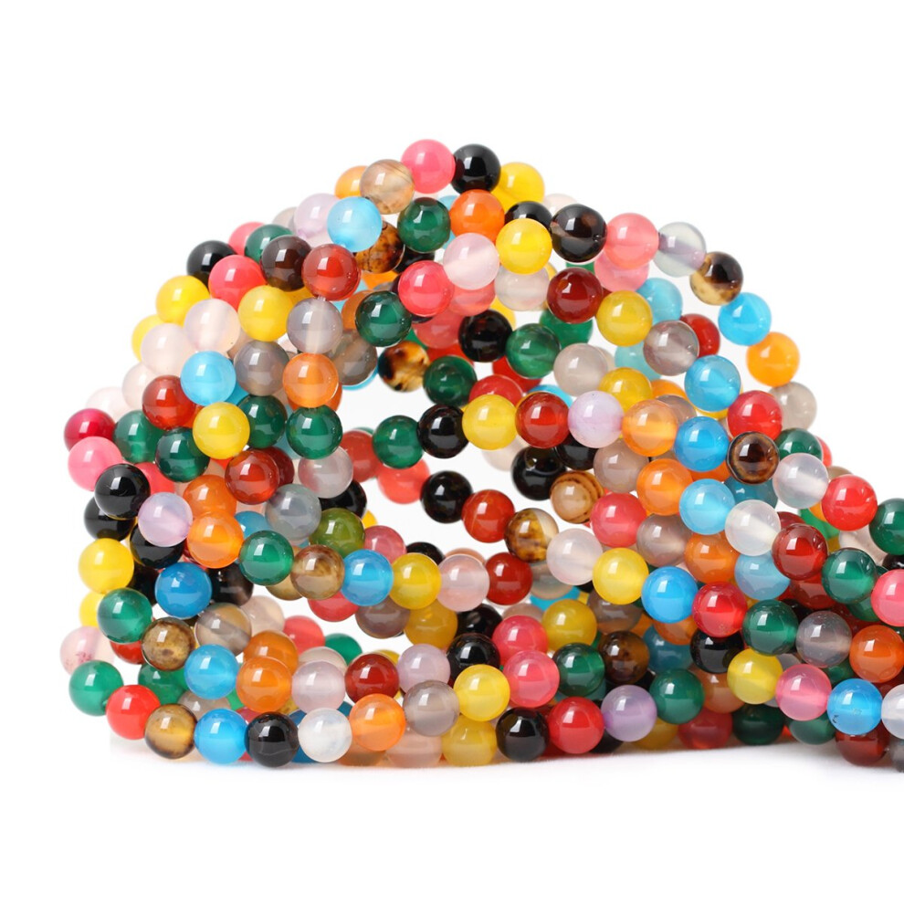 Cheavian Lot De 60 Perles Rondes En Agate Color E De 6 Mm Pour La Fabrication De Bijoux 1 Brin 38,1 Cm-image