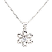 N?rede ?jeblikke piger Sterling s?lv Daisy Simulated April Birthstone halsk?de til b?rn