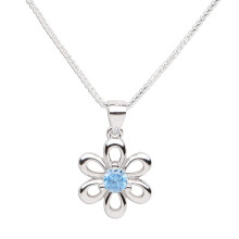 elskede ?jeblikke piger sterling s?lv Daisy simuleret marts Birthstone halsk?de til b?rn