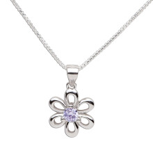 Piger Sterling S?lv Daisy Simulated June Birthstone halsk?de til b?rn