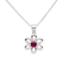 elskede ?jeblikke piger sterling s?lv Daisy simuleret juli Birthstone halsk?de til b?rn