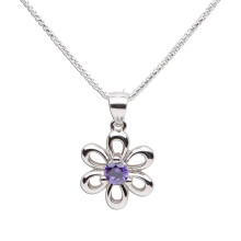 N?rede ?jeblikke piger Sterling s?lv Daisy simuleret februar Birthstone halsk?de til b?rn