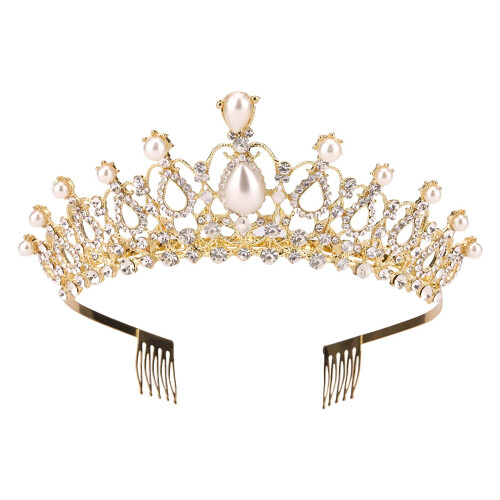 Tiara για Γυναίκες με Χτένα - Κορώνα Μοργαλί για Νύφες και Πριγκίπισσες (Χρυσό)