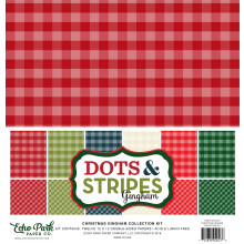 Echo Park Paper Company Jul Gingham Collection Kit papper, Röd/Grön/Tan/Grädd/Havsblå/ Svart