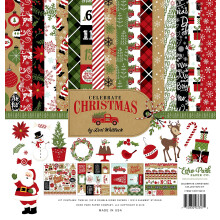 Echo Park Paper Company Celebrate Christmas Collection Kit Papier RotGr nHellbraunSackleinenSchwarz 12x12Zoll