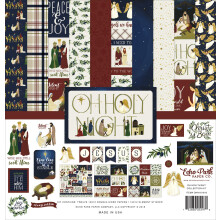 Echo Park Paper Company Oh Holy Night Collection Kit Papier RotGr nHellbraunGoldMarineblau 12x12Zoll