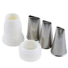 Conjunto de Bicos para Decoração de Rosas em Aço Inoxidável Ateco 4 Peças: acoplador + tubo 101 + tubo 102 + tubo 104