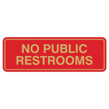 Standard-Wand- oder T rschild Keine ffentlichen Toiletten | Badezimmerbeschilderung Rot/Gold Gro (1 Packung)