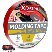 XFasten Super Strength Automotive Molding Tape, harmaa, 2,5 cm x 9,6 m, kaksipuolinen ulkokiinnitysteippi auton korimuottien, sivupeilien merkin,