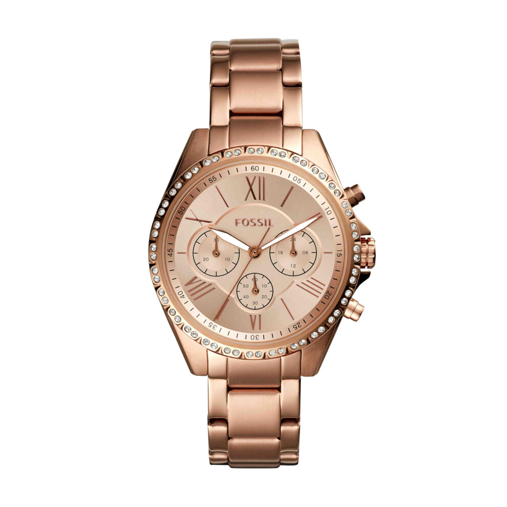 Fossil Women's Modern Courier Quartz Stainless Chronograph Watch Color: Rose Gold (Model: BQ3377)