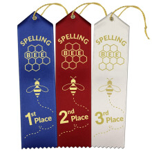 RibbonsNow Spelling Bee Award Ribbons 1:a - 2:a - 3:e plats - 45 band totalt - 15 varje plats med kort och snre