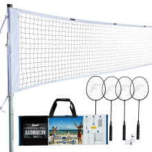 Set de Badminton Franklin Sports - 4 Raquettes en Aluminium, 2 Volants, Filet Réglable - Idéal Jardin ou Plage