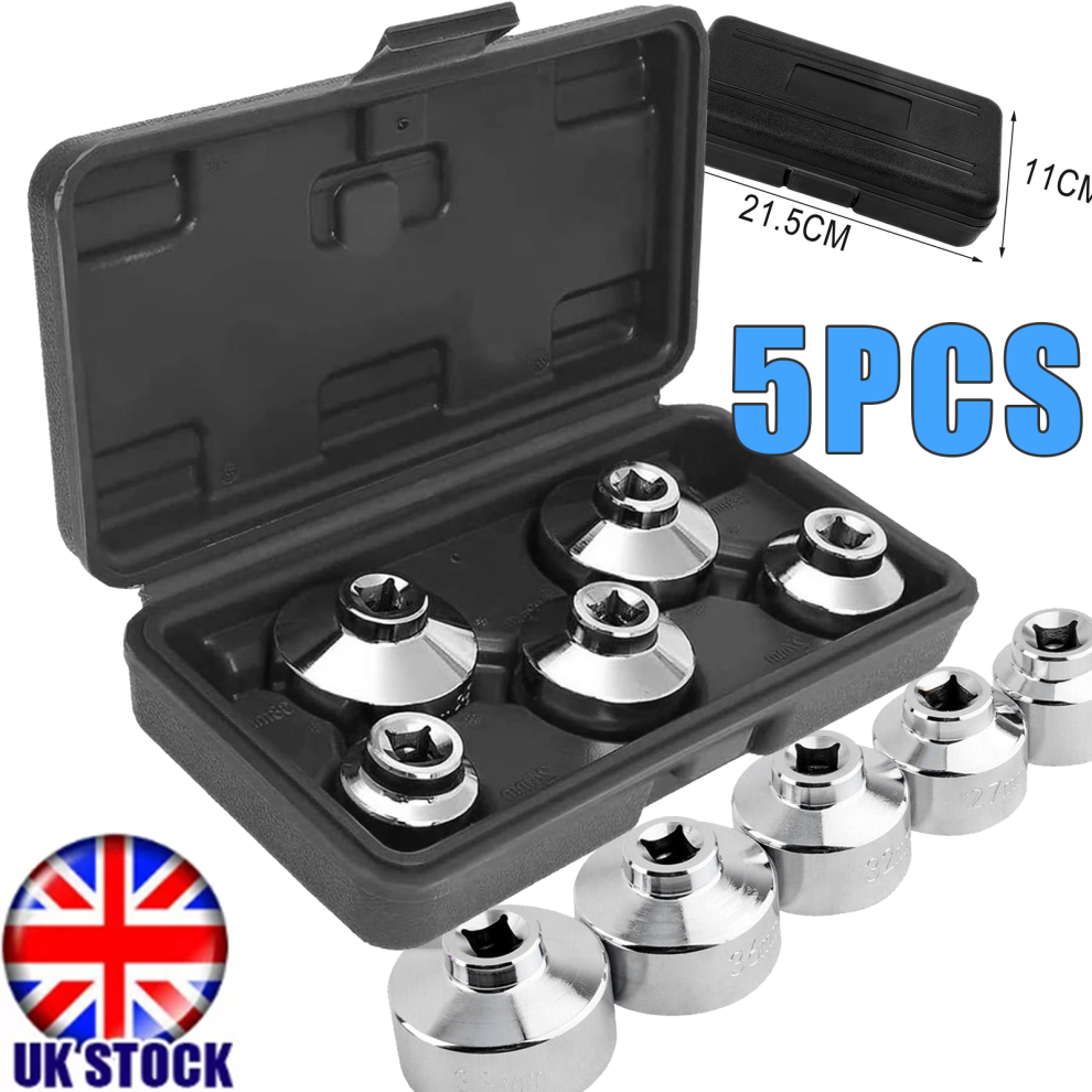 Oil Filter Wrench Remover Socket Set 5Pcs 3/8" Drive 24-38Mm Cr-V 6Pt 324622248788