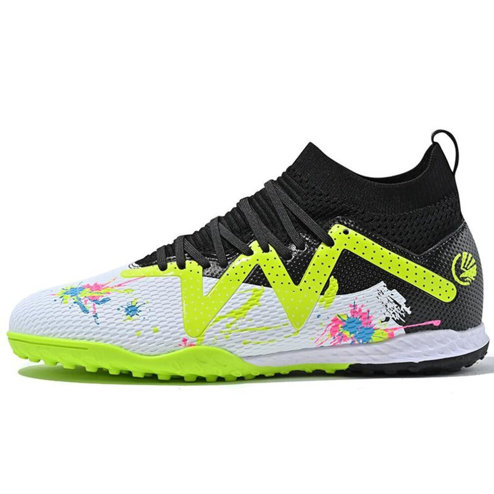 (white, 34) 34-45 Unisex Football Shoes Men's Short Nail Training Sneakers Children Football Boots Youth Leather Football Boots