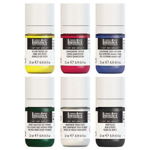 Liquitex Επαγγελματική Μαλακή Ακρυλική Χρώμα, 6 x 22ml (0.74-oz), Σετ Ανάμειξης 1