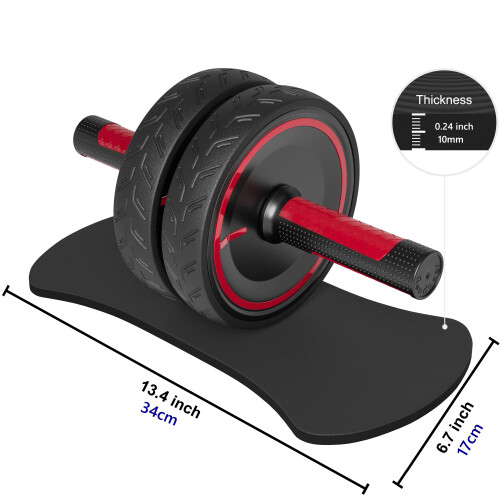 Readaeer Metal Handle Ab Roller Wheel with Knee Pad Abdominal Exercise 2