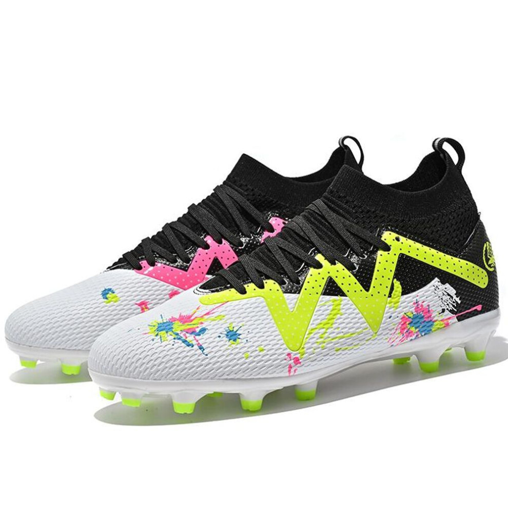(white, 34) Unisex Football Shoes High -gang Ag Nails Men/female Teenagers High Elastic Socks Training Shoes Artificial Grass Football Boots